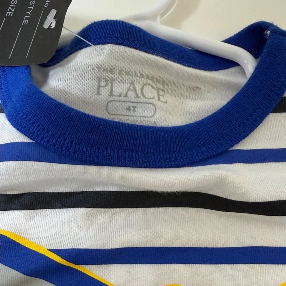 The Children's Place White Striped Short-Sleeve Tee with Airplane Graphic